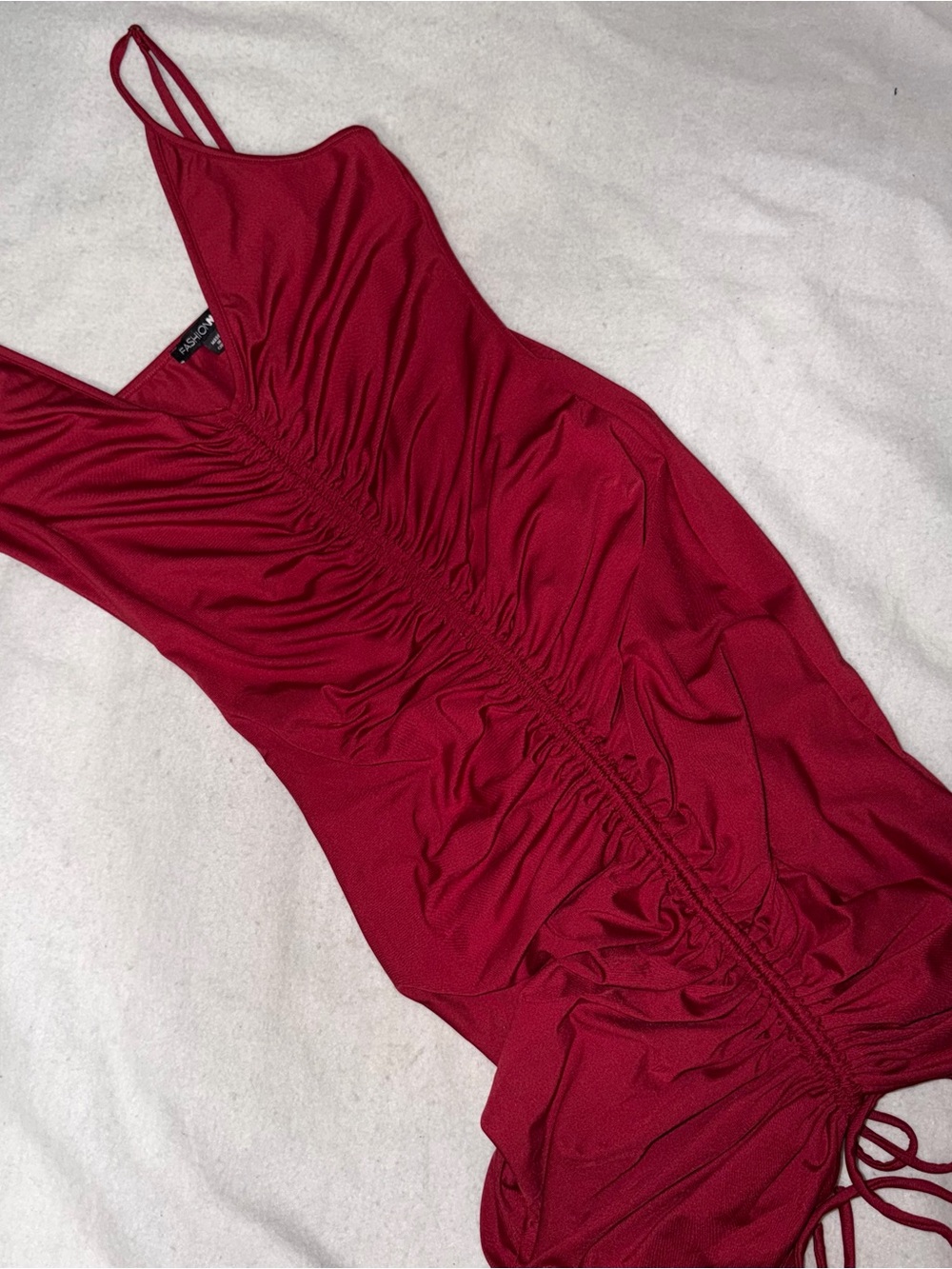 Ruched Red Bodycon Dress - Fashion Nova